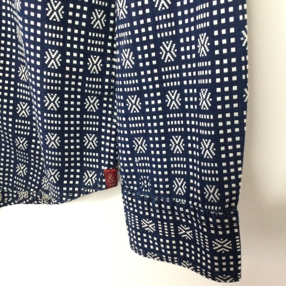 & Sons Garment Co. Indigo Dobby Button Up Shirt Blue White Size XXL - Picture 2 of 8